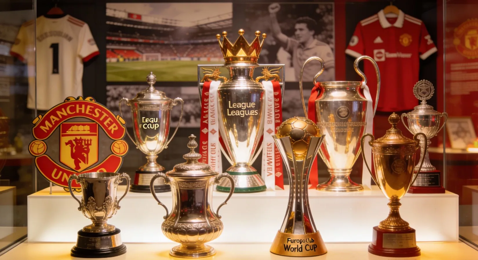Все трофеи Манчестер Юнайтед за историю клуба: чемпионства Англии, Кубки, Лига чемпионов, европейские и мировые титулы с разбором эпох.